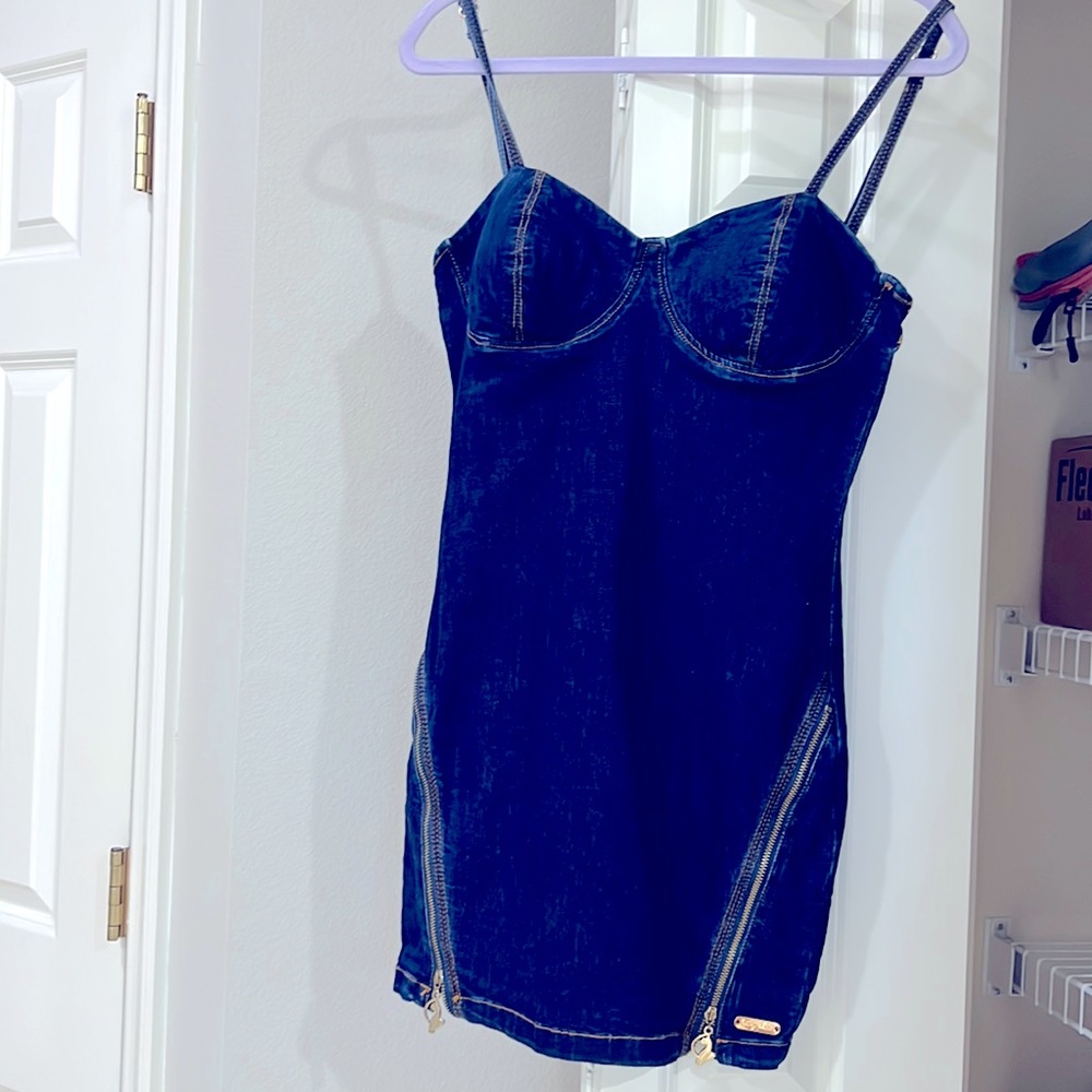 NWT-Baby phat denim dress with cat zippers